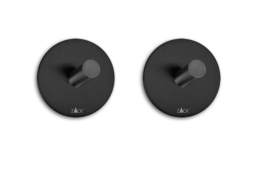 Handdoekhaken Rond, Set/2. Zwart Duplo